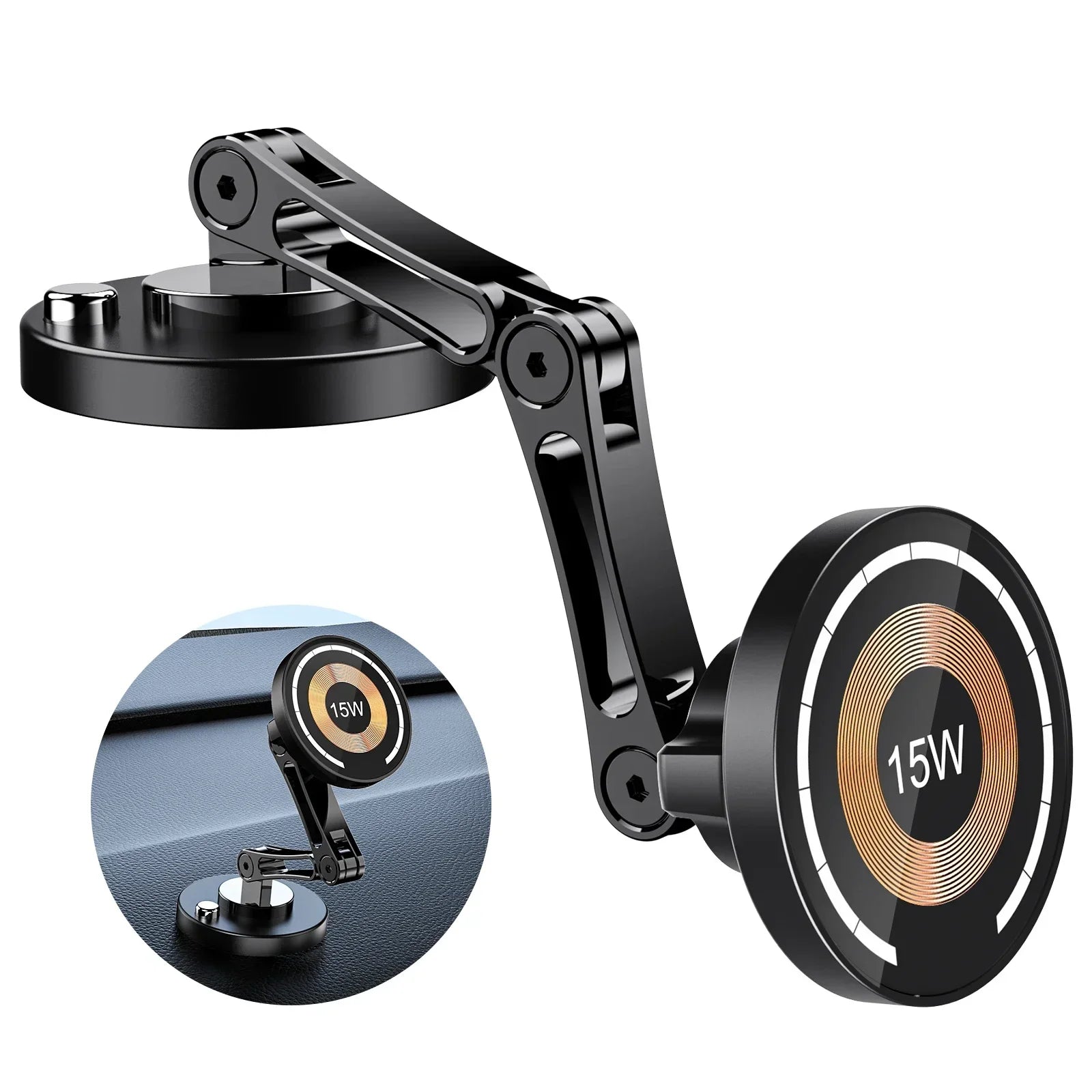 Magnetic Car Phone Holder Wireless Charger Phone Stand Rotation Mobile Phone Holder Fast Charging for IPhone 16 15 14 13 xiaomi