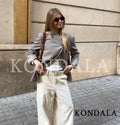 KONDALA Elegant Commute Hacking Blazer Women‘s Semi-Open Trendy Blazer 2026 Spring Fashion High Street Vacation Casual Blazer