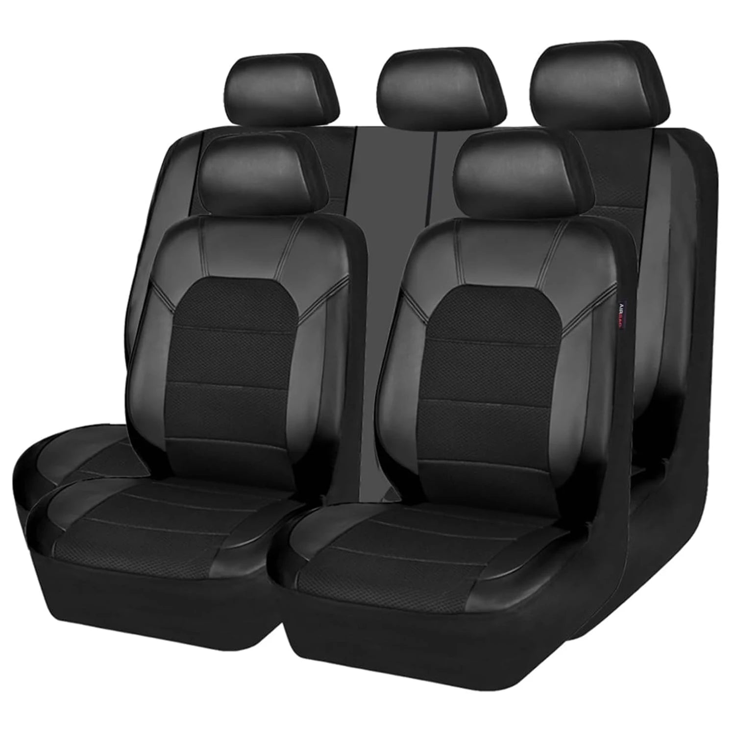 Universal 9 Pcs Car Seat Covers Full Set,5-Seat Leather Protectors with Headrest Covers,Waterproof Breathable for Cars SUVs