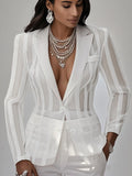 Blazer Coat 2026 American Style Fashion Women's Perspective Striped Suit Coats Sexy Casual Mujer Hot Sale Long Sleeve Outerwears
