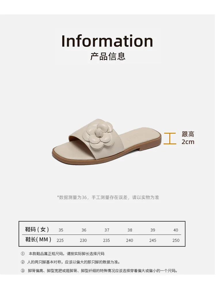 2026Summer flat sandals with floral design, casual and versatile, suitable for outdoor wear
