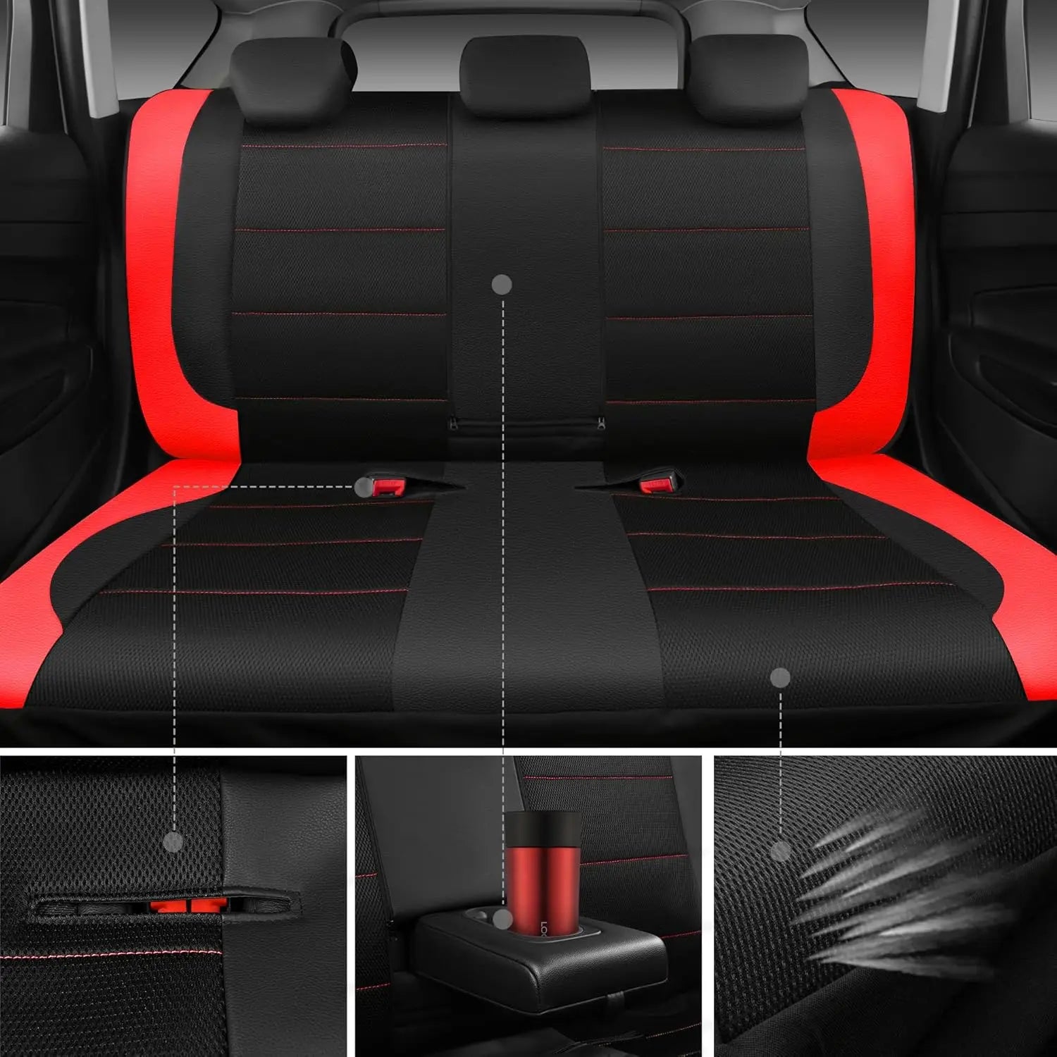 Universal 9 Pcs Car Seat Covers Full Set,5-Seat Leather Protectors with Headrest Covers,Waterproof Breathable for Cars SUVs