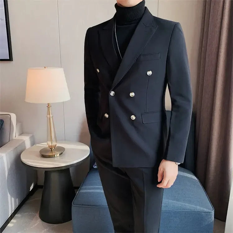 Coat Male Blazer Party Double Breasted Brown Men's Suit Jackets Spring Clothes Clothing Original Fashionable Korean Style Summer