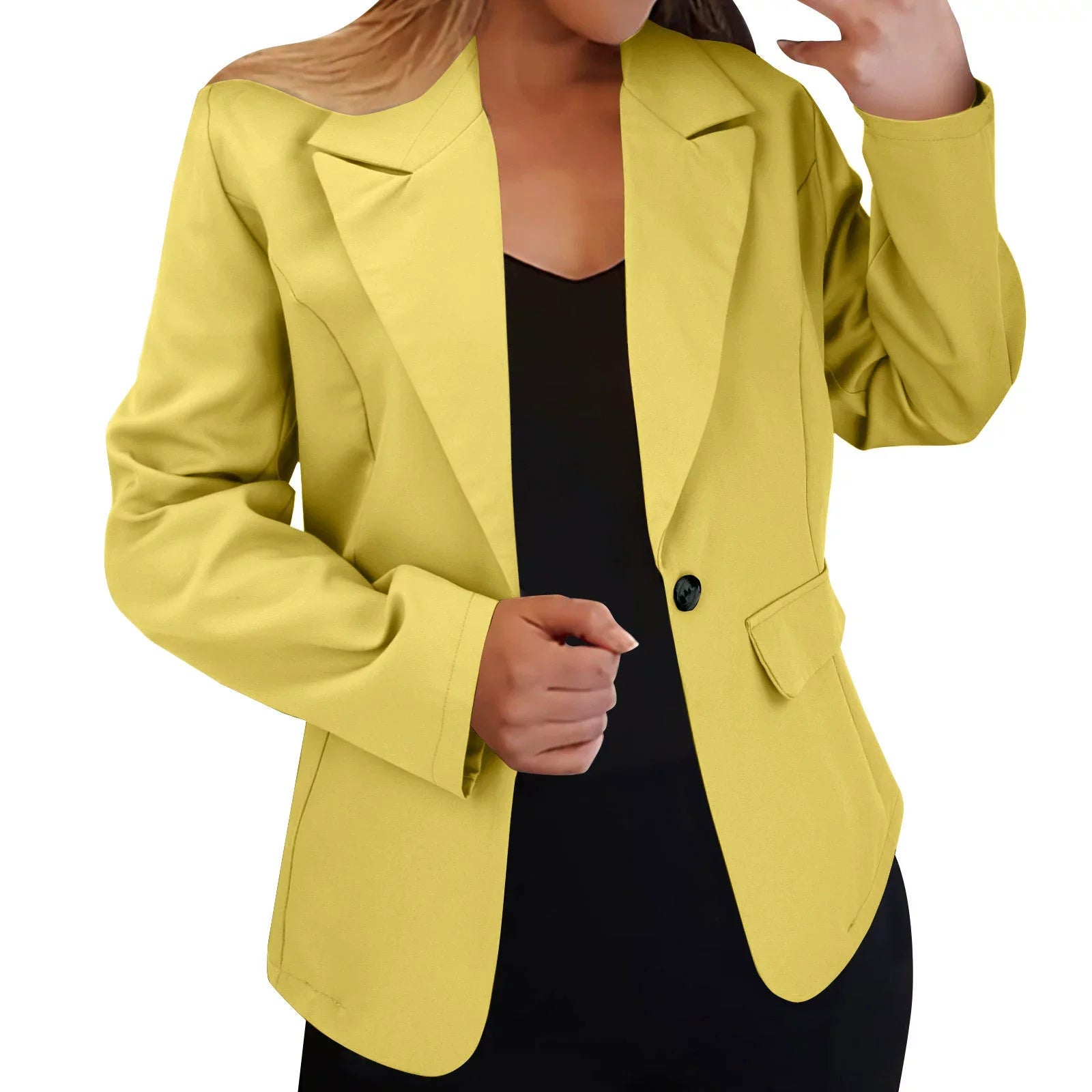 Women's Oversized Blazer Jacket Business Suit Coat Lapel Long Sleeve Solid Button Casual Elegant Coat Trendy Loose Outwear