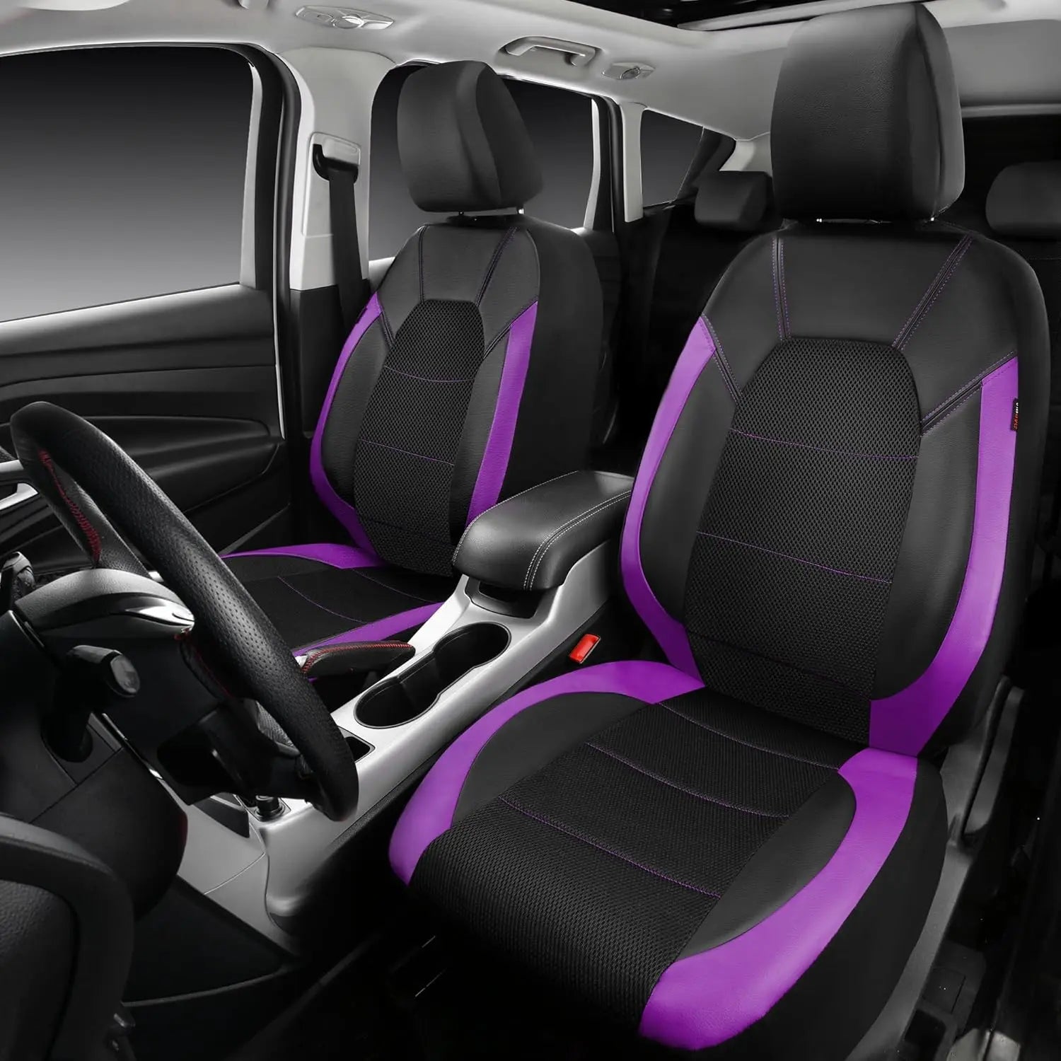Universal 9 Pcs Car Seat Covers Full Set,5-Seat Leather Protectors with Headrest Covers,Waterproof Breathable for Cars SUVs