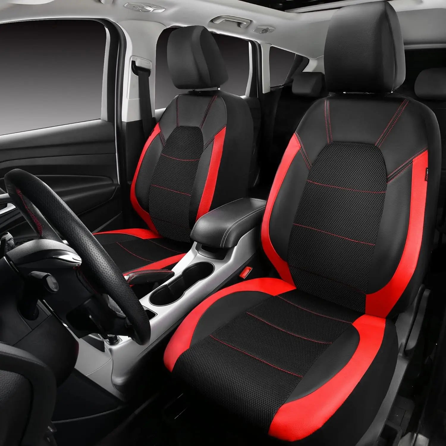Universal 9 Pcs Car Seat Covers Full Set,5-Seat Leather Protectors with Headrest Covers,Waterproof Breathable for Cars SUVs