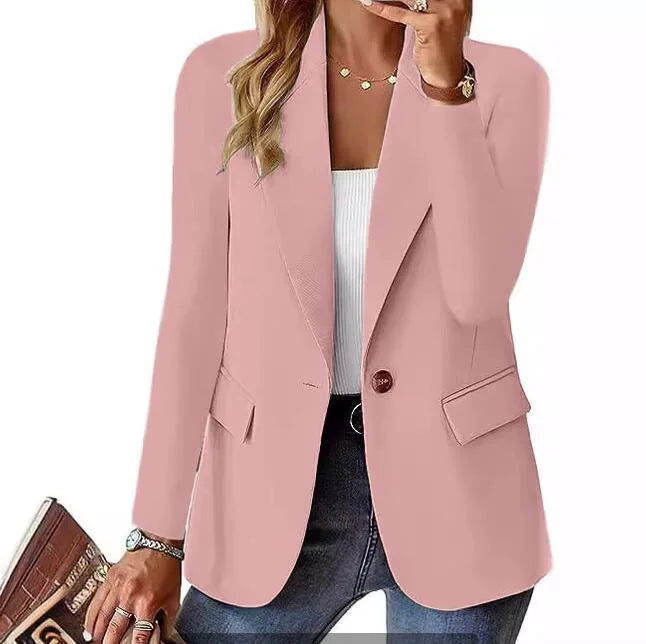 Women's Oversized Blazer Jacket Business Suit Coat Lapel Long Sleeve Solid Button Casual Elegant Coat Trendy Loose Outwear