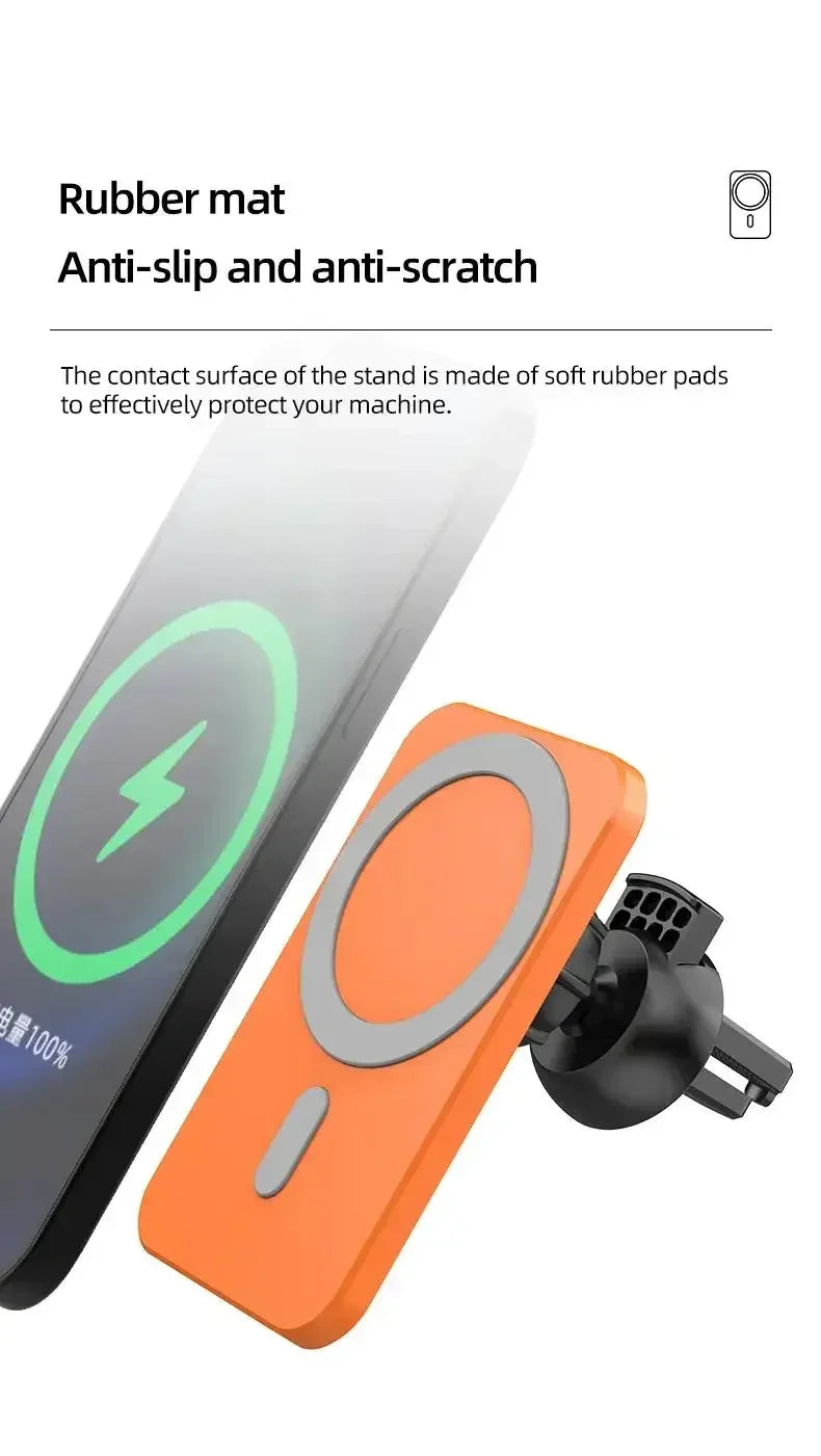 For IPhone Car Charging 15W Magnetic Wireless Charger Magsafe Car Mount Mobile Phone Holder Fast Charging Car Accessory