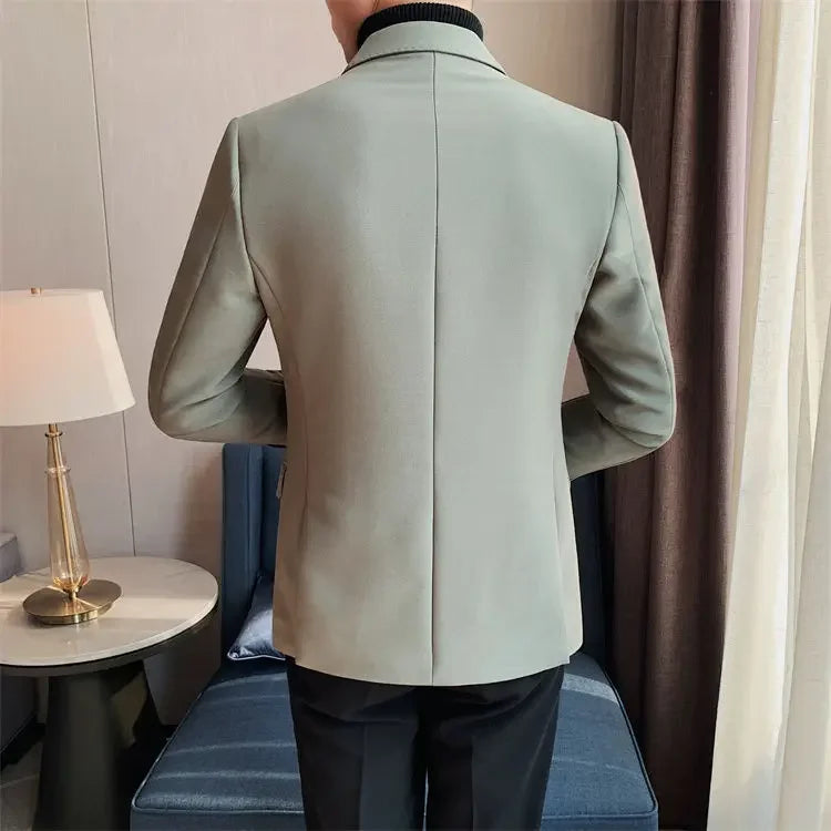 Coat Male Blazer Party Double Breasted Brown Men's Suit Jackets Spring Clothes Clothing Original Fashionable Korean Style Summer