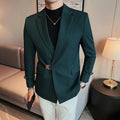 2024Men Party Wedding Banquet Blazer Solid Metal Buckle Decoration Blazer For Italian Designer Suit Jacket Slim Fit Blazer Homme