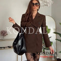 KONDALA Women Oversize Blazer Kilt Hemline Shoulder Pads Blazer Fashion 2026 New Spring Fall High Street Cool Office Lady Blazer