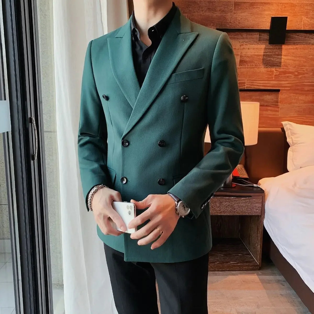 Coat Male Blazer Party Double Breasted Brown Men's Suit Jackets Spring Clothes Clothing Original Fashionable Korean Style Summer