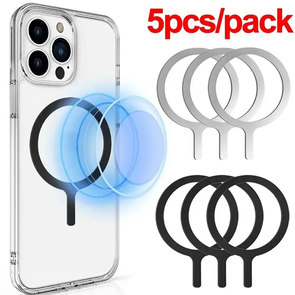 1/5Pcs Magnetic Magnet Metal Plate Ring Stainless Steel Universal Iron Sheet Sticker Wireless Charger Q Styling