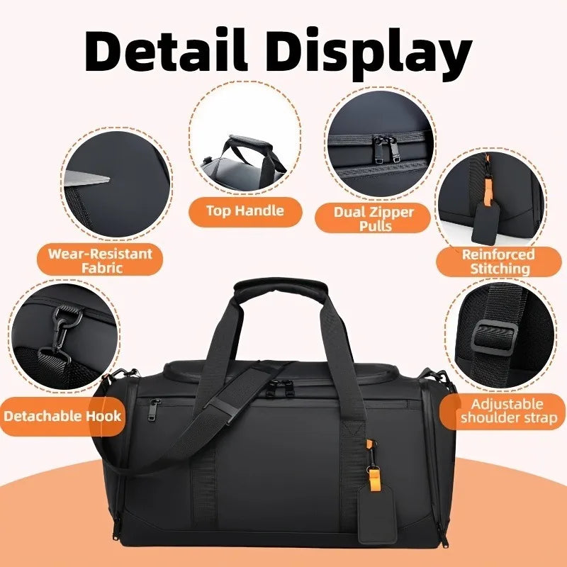Large Capacity Travel Bag,Portable Overnight Duffel Bag,Sport Fitness Tote Bag,Perfect for Fitness, Sports And Adventures