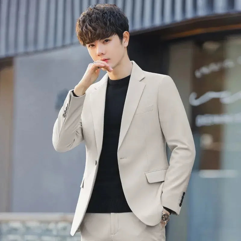Coat Male Blazer Party Double Breasted Brown Men's Suit Jackets Spring Clothes Clothing Original Fashionable Korean Style Summer