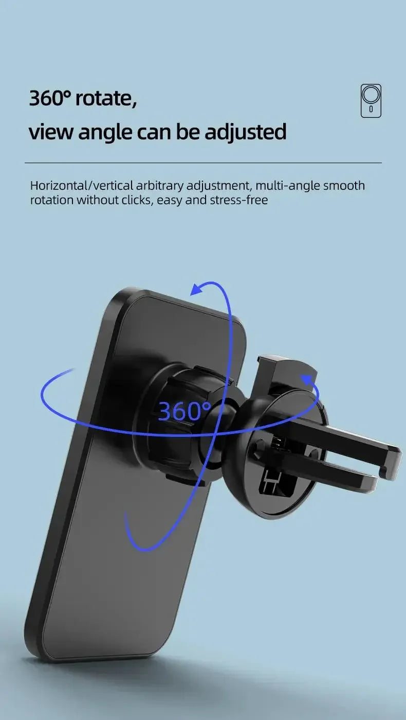 For IPhone Car Charging 15W Magnetic Wireless Charger Magsafe Car Mount Mobile Phone Holder Fast Charging Car Accessory