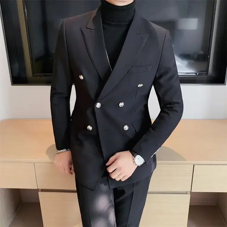 Coat Male Blazer Party Double Breasted Brown Men's Suit Jackets Spring Clothes Clothing Original Fashionable Korean Style Summer