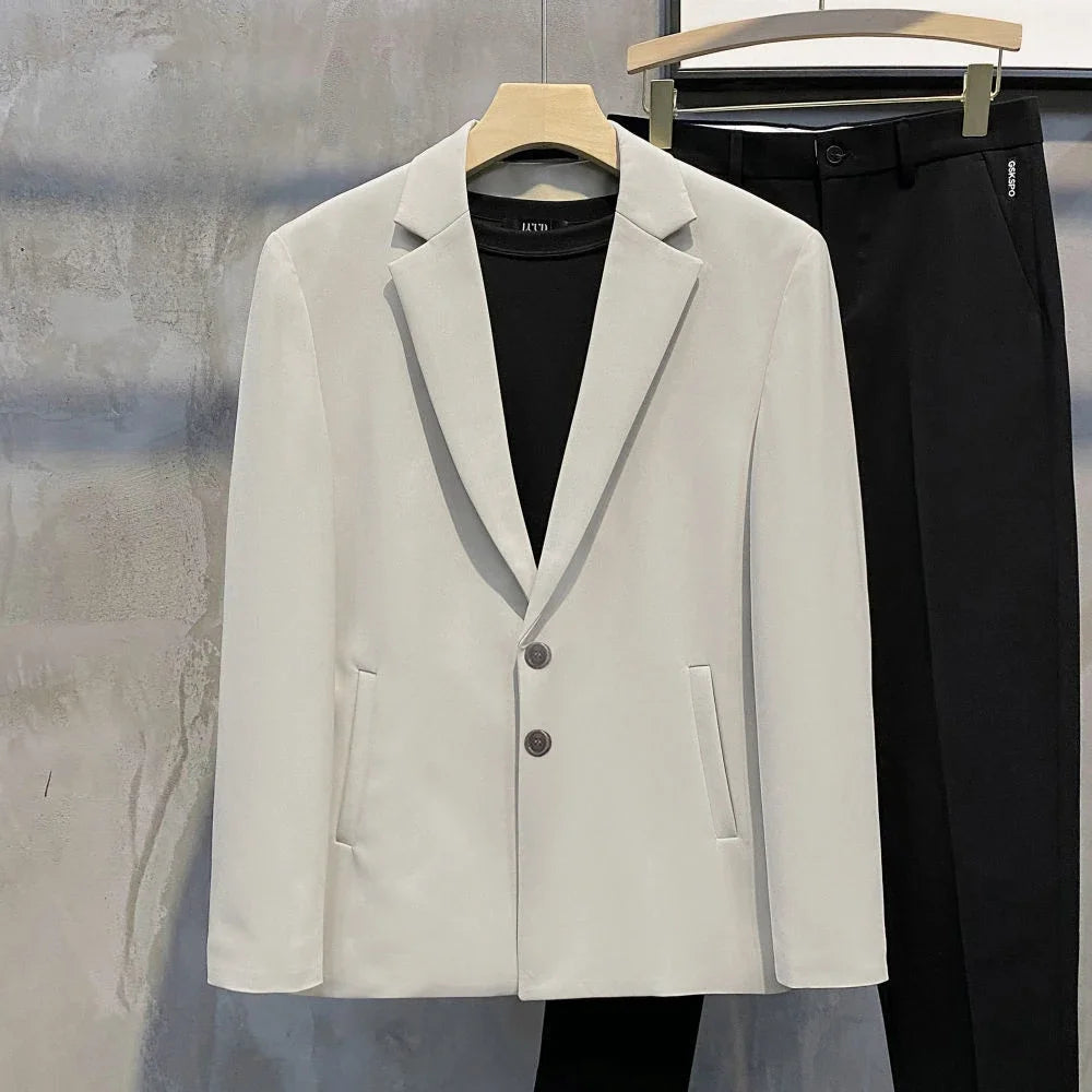 Coat Male Blazer Party Double Breasted Brown Men's Suit Jackets Spring Clothes Clothing Original Fashionable Korean Style Summer