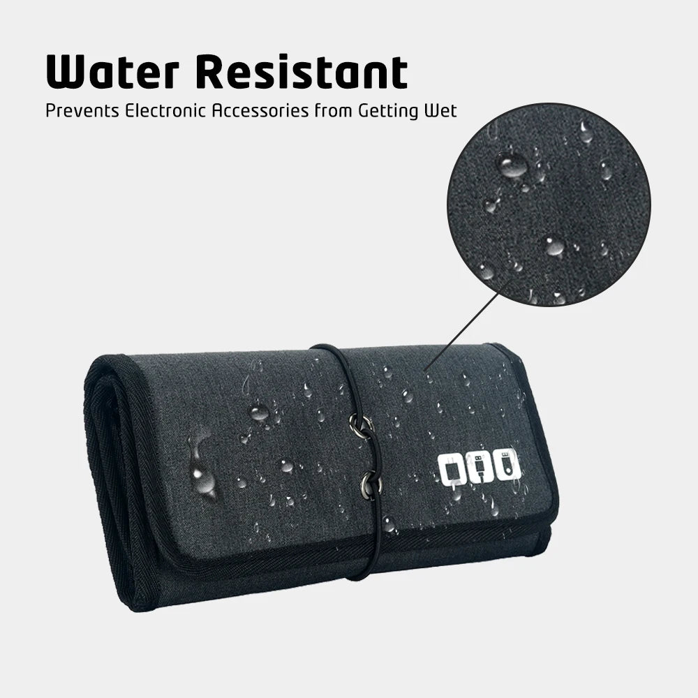 Travel Cable Storage Bag，Electronic Organizer Cord Pouch，Roll up Tech Carrying Case for USB Cables Charger Phone Accessories Bag