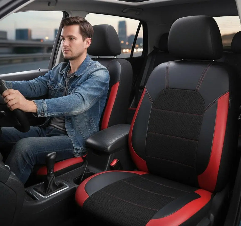 Universal 9 Pcs Car Seat Covers Full Set,5-Seat Leather Protectors with Headrest Covers,Waterproof Breathable for Cars SUVs