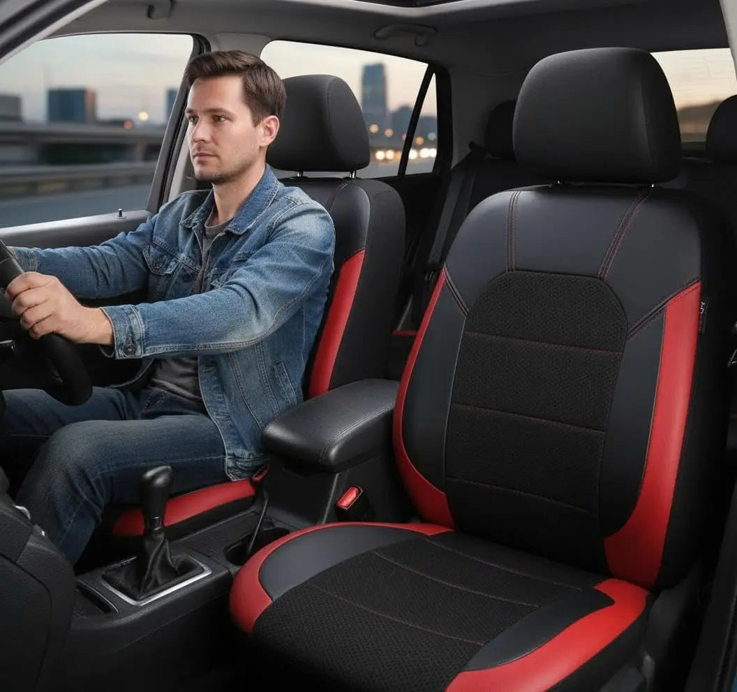 Universal 9 Pcs Car Seat Covers Full Set,5-Seat Leather Protectors with Headrest Covers,Waterproof Breathable for Cars SUVs