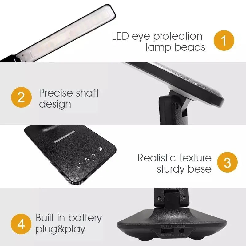 Wireless Charger USB Charging Date Temperature Function Portable Office Desk Lamps LED Table Lamp with Clock Alarm
