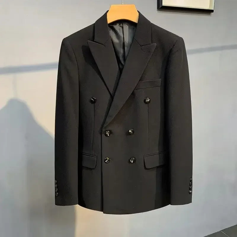 Coat Male Blazer Party Double Breasted Brown Men's Suit Jackets Spring Clothes Clothing Original Fashionable Korean Style Summer