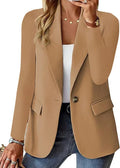 Women's Oversized Blazer Jacket Business Suit Coat Lapel Long Sleeve Solid Button Casual Elegant Coat Trendy Loose Outwear