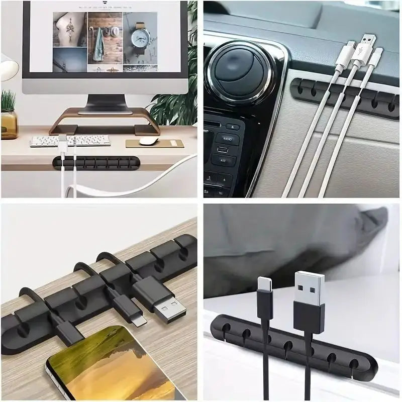 5/7 Clips Adhesive Cable Winder Desktop Wire Earphone Cable Holder Desk Organizer Stationery Office Supplies Material Escolar