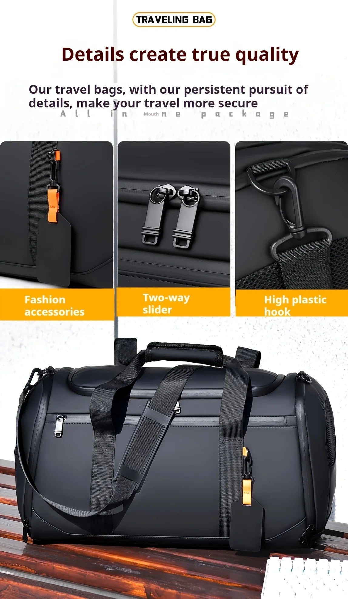 Large Capacity Travel Bag,Portable Overnight Duffel Bag,Sport Fitness Tote Bag,Perfect for Fitness, Sports And Adventures