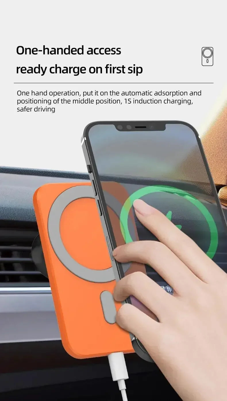 For IPhone Car Charging 15W Magnetic Wireless Charger Magsafe Car Mount Mobile Phone Holder Fast Charging Car Accessory