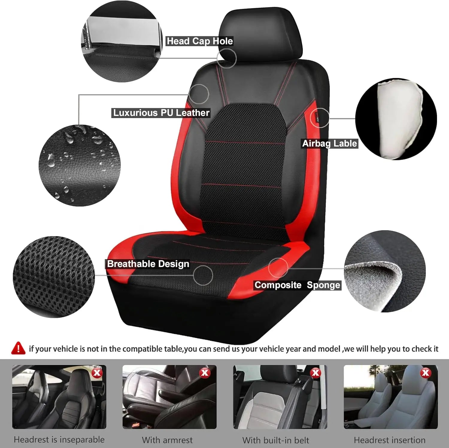 Universal 9 Pcs Car Seat Covers Full Set,5-Seat Leather Protectors with Headrest Covers,Waterproof Breathable for Cars SUVs