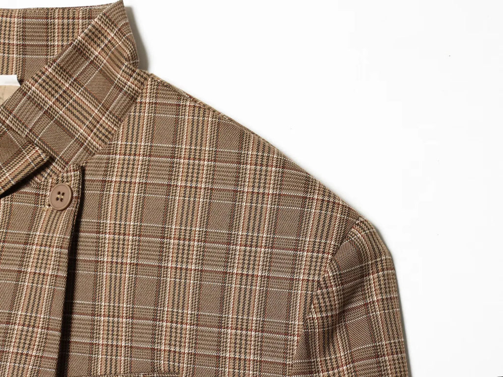 KONDALA Vintage Chic Plaid Blazer Women 2026 Spring Trends Hacking Blazer Elegant Commute High Street Lady Single Buckle Blazer