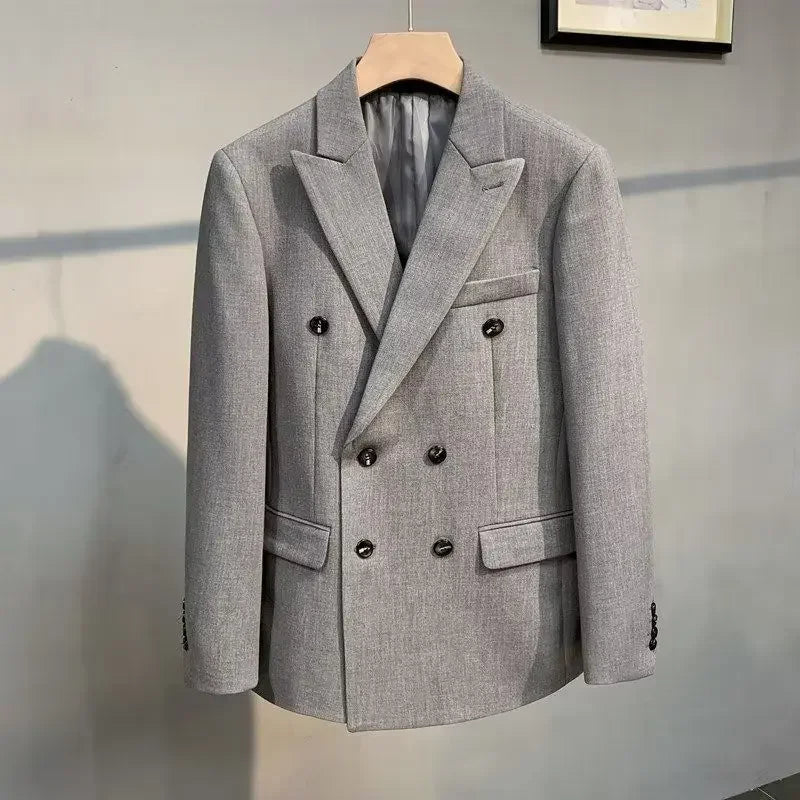 Coat Male Blazer Party Double Breasted Brown Men's Suit Jackets Spring Clothes Clothing Original Fashionable Korean Style Summer