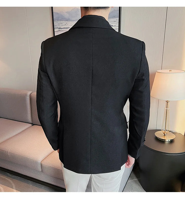2024Men Party Wedding Banquet Blazer Solid Metal Buckle Decoration Blazer For Italian Designer Suit Jacket Slim Fit Blazer Homme