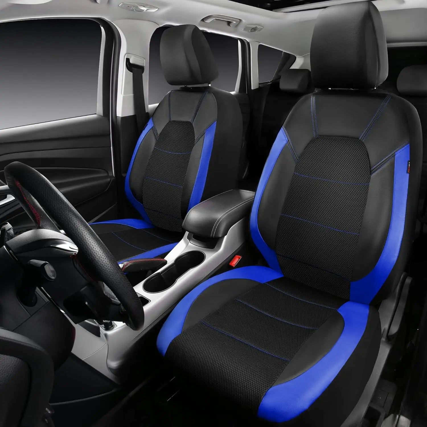 Universal 9 Pcs Car Seat Covers Full Set,5-Seat Leather Protectors with Headrest Covers,Waterproof Breathable for Cars SUVs