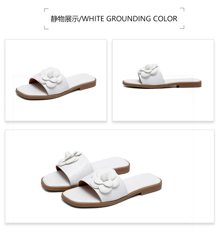 2026Summer flat sandals with floral design, casual and versatile, suitable for outdoor wear