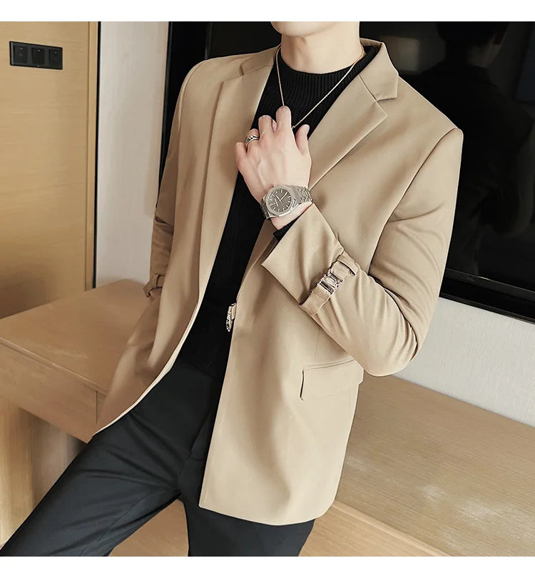 2024Men Party Wedding Banquet Blazer Solid Metal Buckle Decoration Blazer For Italian Designer Suit Jacket Slim Fit Blazer Homme