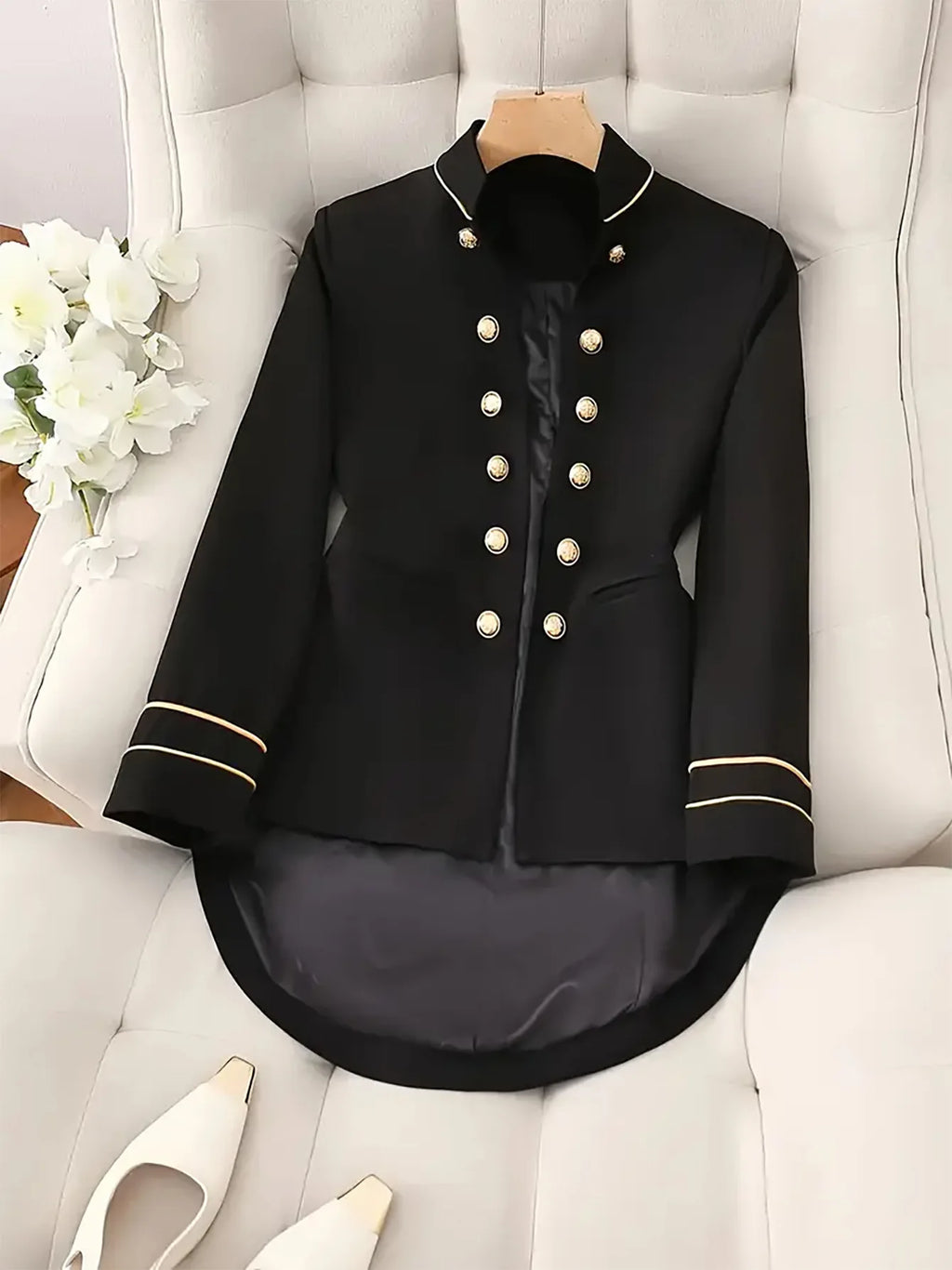 Blazers Coat Women Suits Coats Stand Collar Jackets Y2k Streetwear Work Slim Fit Tight Waist Elegant Jacket 2025 Autumn Winter