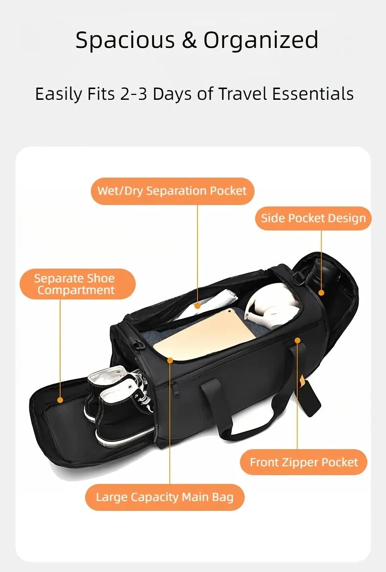 Large Capacity Travel Bag,Portable Overnight Duffel Bag,Sport Fitness Tote Bag,Perfect for Fitness, Sports And Adventures