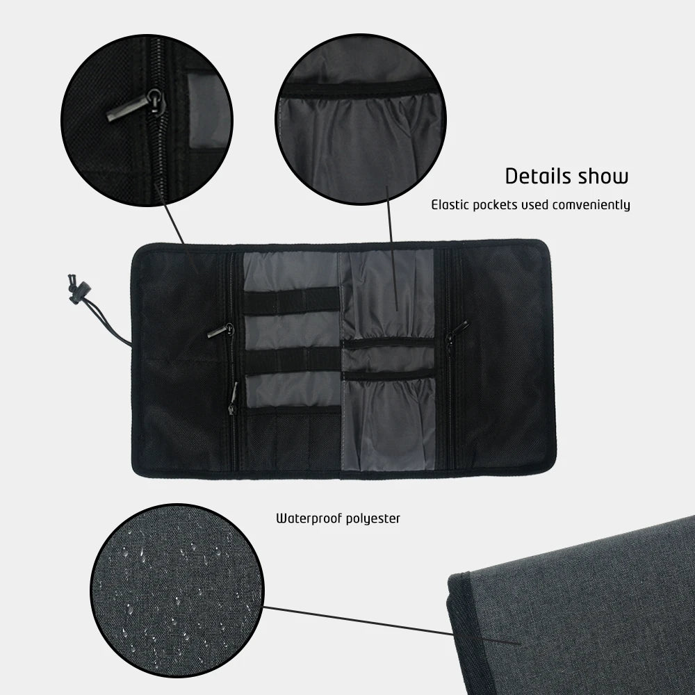 Travel Cable Storage Bag，Electronic Organizer Cord Pouch，Roll up Tech Carrying Case for USB Cables Charger Phone Accessories Bag