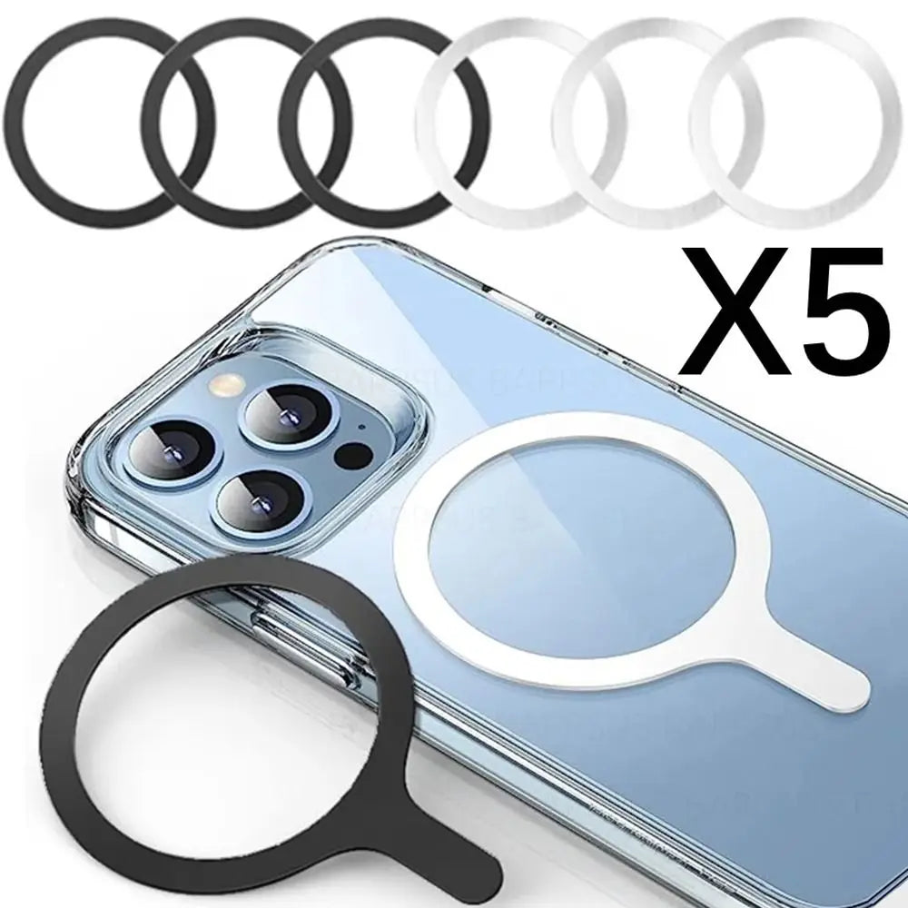 1/5Pcs Magnetic Magnet Metal Plate Ring Stainless Steel Universal Iron Sheet Sticker Wireless Charger Q Styling