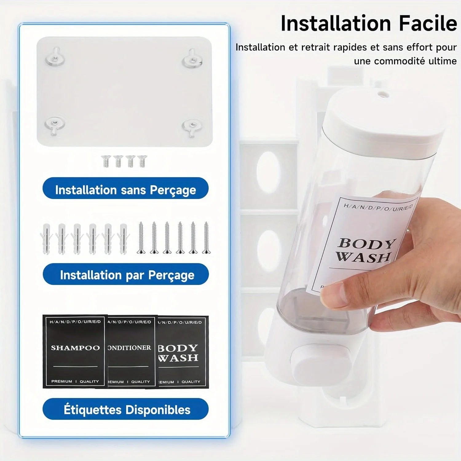 3-in-1 Wall-Mounted Shower Dispenser