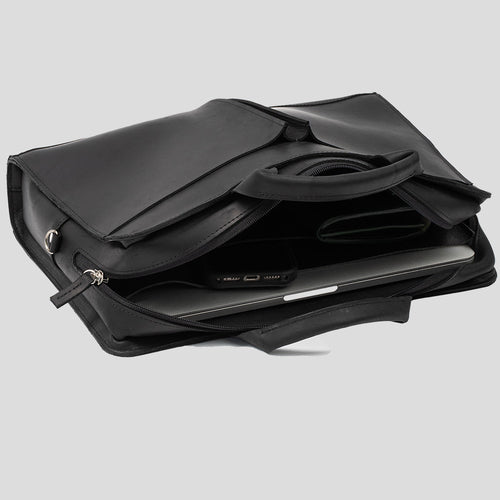 Leather Laptop Bag — Black