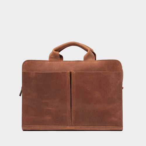 Leather Laptop Bag — Cognac