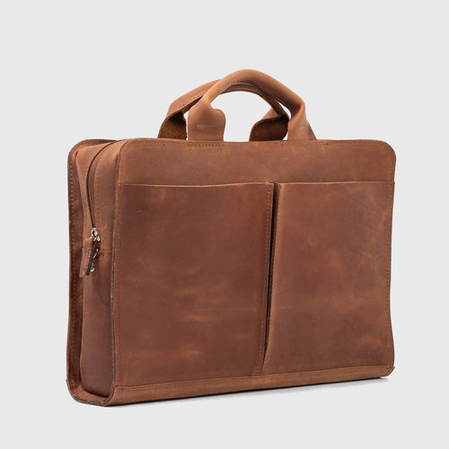Leather Laptop Bag — Cognac