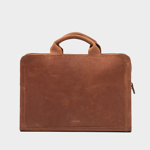 Leather Laptop Bag — Cognac